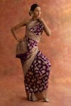 Neitri_Purple Banarasi Silk Handwoven Hyacinth Saree With Blouse _at_Aza_Fashions