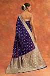 Shop_Neitri_Blue Banarasi Silk Handwoven Iris Saree With Running Blouse _at_Aza_Fashions