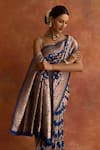 Shop_Neitri_Blue Banarasi Silk Handwoven Morning Glory Saree With Running Blouse _Online_at_Aza_Fashions