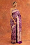 Neitri_Purple Banarasi Silk Handwoven Orchid Saree With Running Blouse _Online_at_Aza_Fashions