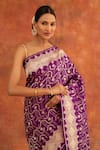 Buy_Neitri_Purple Banarasi Silk Handwoven Orchid Saree With Running Blouse _Online_at_Aza_Fashions