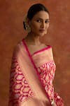 Shop_Neitri_Pink Banarasi Silk Handwoven Peony Saree With Running Blouse _Online_at_Aza_Fashions