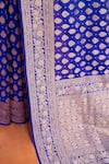 Neitri_Blue Banarasi Silk Handwoven Seaholy Saree With Running Blouse _Online_at_Aza_Fashions