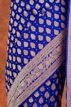 Buy_Neitri_Blue Banarasi Silk Handwoven Seaholy Saree With Running Blouse _Online_at_Aza_Fashions