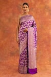 Buy_Neitri_Purple Banarasi Silk Handwoven Saree With Running Blouse Piece _at_Aza_Fashions