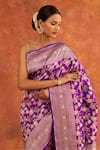 Neitri_Purple Banarasi Silk Handwoven Saree With Running Blouse Piece _Online_at_Aza_Fashions