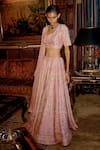 Buy_Saundh_Pink Blouse Raw Silk (bemberg X Kumari Bahara And Gota Bridal Lehenga Set _at_Aza_Fashions