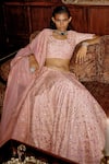 Shop_Saundh_Pink Blouse Raw Silk (bemberg X Kumari Bahara And Gota Bridal Lehenga Set _at_Aza_Fashions