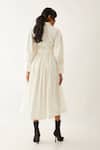 Shop_Son Of A Noble Snob_Off White Cotton Satin Plain Collared Noah Pleated Bodice Midi Dress _at_Aza_Fashions