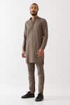 Buy_Son Of A Noble Snob_Grey Cotton, Linen Mateo Pintucked Kurta With Trouser _Online_at_Aza_Fashions