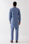 Shop_Son Of A Noble Snob_Blue Linen Embroidery, Applique Lebi Criss Cross Kurta With Trouser _at_Aza_Fashions