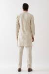 Shop_Son Of A Noble Snob_Ivory Linen Embroidery Ethan Geometric Pintucked Kurta With Trouser _at_Aza_Fashions