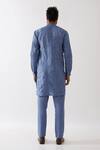 Shop_Son Of A Noble Snob_Blue Linen Embroidery Ethan Pintucked Kurta With Trouser _at_Aza_Fashions