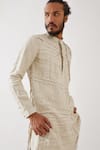 Son Of A Noble Snob_Ivory Linen Embroidery Logan Pintuck And Pleated Kurta With Trouser _Online_at_Aza_Fashions