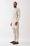 Buy_Son Of A Noble Snob_Ivory Linen Embroidery Logan Pintuck And Pleated Kurta With Trouser _Online_at_Aza_Fashions