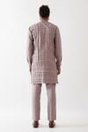 Shop_Son Of A Noble Snob_Purple Linen Logan Checkered Pintuck And Pleated Kurta With Trouser _at_Aza_Fashions
