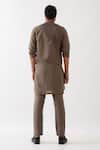 Shop_Son Of A Noble Snob_Grey Linen Cooper Pleated Panel Kurta With Trouser _at_Aza_Fashions