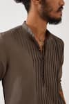 Buy_Son Of A Noble Snob_Grey Linen Cooper Pleated Panel Kurta With Trouser _Online_at_Aza_Fashions