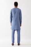 Shop_Son Of A Noble Snob_Blue Linen Jaxon Layered Kurta With Trousers _at_Aza_Fashions