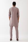 Shop_Son Of A Noble Snob_Purple Linen Brooks Asymmetric Kurta With Trousers _at_Aza_Fashions