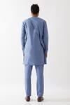 Shop_Son Of A Noble Snob_Blue Linen Jose Kurta With Trousers _at_Aza_Fashions