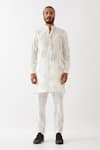 Son Of A Noble Snob_White Linen Carson Meteor Pintuck Kurta With Trousers _Online_at_Aza_Fashions