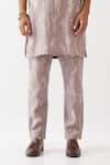 Shop_Son Of A Noble Snob_Purple Linen Embroidery Declan Botanica Pintuck Kurta With Trousers _Online_at_Aza_Fashions