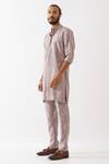 Son Of A Noble Snob_Purple Linen Embroidery Declan Botanica Pintuck Kurta With Trousers _at_Aza_Fashions