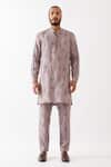 Son Of A Noble Snob_Purple Linen Emmett Circuit Print Kurta With Trousers _Online_at_Aza_Fashions