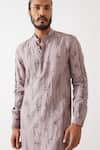 Son Of A Noble Snob_Purple Linen Emmett Circuit Print Kurta With Trousers _at_Aza_Fashions