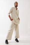 Buy_Son of A Noble Snob_Ivory 100% Linen Finn Short Kurta And Trouser Set _at_Aza_Fashions