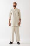 Buy_Son of A Noble Snob_Ivory 100% Linen Finn Short Kurta And Trouser Set _Online_at_Aza_Fashions