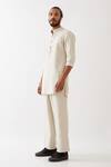 Son of A Noble Snob_Ivory 100% Linen Finn Short Kurta And Trouser Set _at_Aza_Fashions