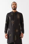 Shop_Son Of A Noble Snob_Black Silk Beads, Sequins Hayes Embroidered Kurta And Trouser Set _Online_at_Aza_Fashions