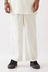 Son Of A Noble Snob_White Linen Finn Straight Kurta And Trouser Set _Online_at_Aza_Fashions