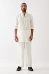 Buy_Son Of A Noble Snob_White Linen Finn Straight Kurta And Trouser Set _at_Aza_Fashions