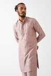 Son Of A Noble Snob_Purple Silk Beads Tristan Embroidered Kurta And Trouser Set _at_Aza_Fashions