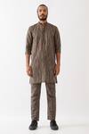 Buy_Son Of A Noble Snob_Grey Cotton, Linen Luis Rain Printed Kurta Set _at_Aza_Fashions
