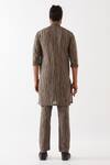 Shop_Son Of A Noble Snob_Grey Cotton, Linen Luis Rain Printed Kurta Set _at_Aza_Fashions