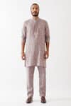 Buy_Son Of A Noble Snob_Purple Linen Embroidery Diego Element Printed Kurta With Pant _Online_at_Aza_Fashions