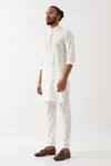 Buy_Son Of A Noble Snob_White Linen Embroidery Diego Element Printed Straight Kurta With Pant _Online_at_Aza_Fashions