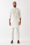 Buy_Son Of A Noble Snob_White Linen Embroidery Diego Element Printed Straight Kurta With Pant _at_Aza_Fashions