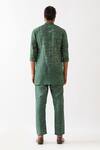 Shop_Son Of A Noble Snob_Green Linen Embroidery Jasper Network Printed Kurta With Pant _at_Aza_Fashions