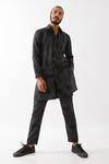 Buy_Son Of A Noble Snob_Black Linen Embroidery Jounah Blocks Printed Kurta With Pant _at_Aza_Fashions