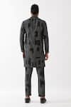 Shop_Son Of A Noble Snob_Black Linen Embroidery Jounah Blocks Printed Kurta With Pant _at_Aza_Fashions
