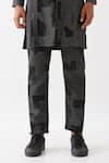 Son Of A Noble Snob_Black Linen Embroidery Jounah Blocks Printed Kurta With Pant _Online_at_Aza_Fashions