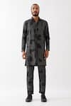 Buy_Son Of A Noble Snob_Black Linen Embroidery Jounah Blocks Printed Kurta With Pant _Online_at_Aza_Fashions