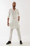 Buy Son Of A Noble Snob White Linen Jenson Window Printed Kurta With Pant at Aza Fashions Buy_Son Of A Noble Snob_White Linen Jenson Window Printed Kurta With Pant _at_Aza_Fashions