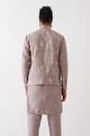 Shop_Son Of A Noble Snob_Purple 100% Linen Printed Botanical Bundi Kurta Set _at_Aza_Fashions
