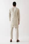 Shop_Son Of A Noble Snob_Ivory 100% Linen Printed Houndstooth Bundi Kurta Set _at_Aza_Fashions